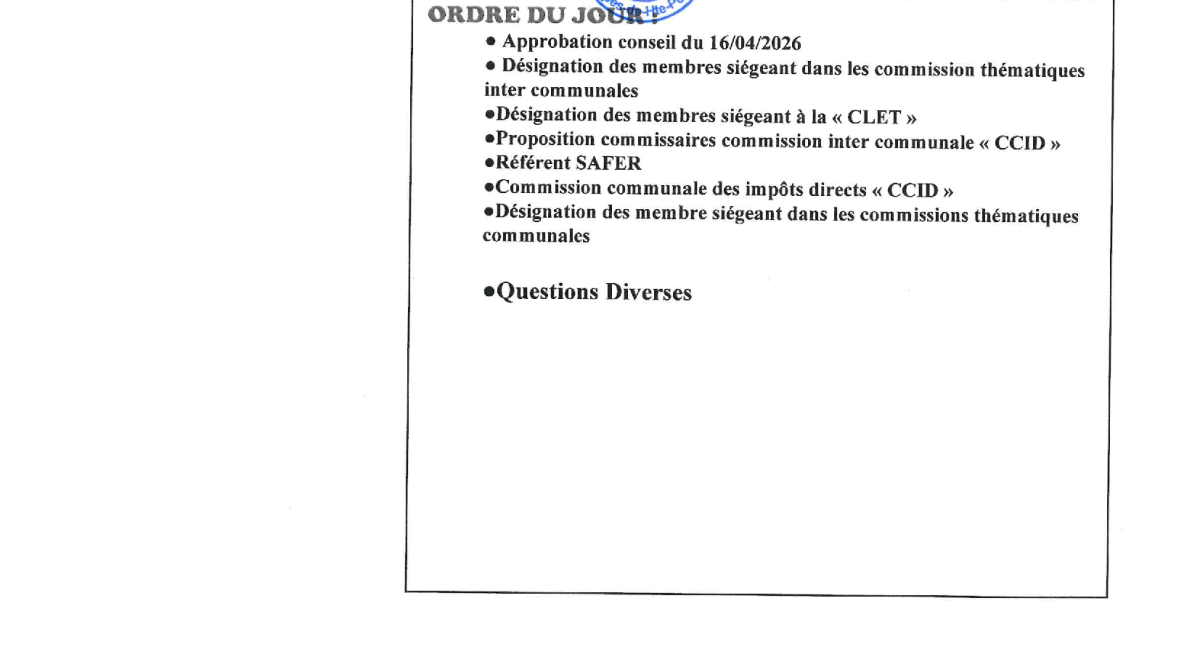 Convocation CM du 21 04 2026