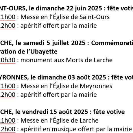 agenda fêtes