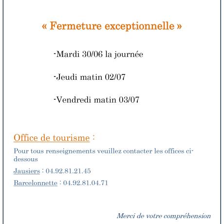 Fermeture La POSTE et GITES