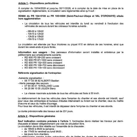 Horaires travaux la Rochaille