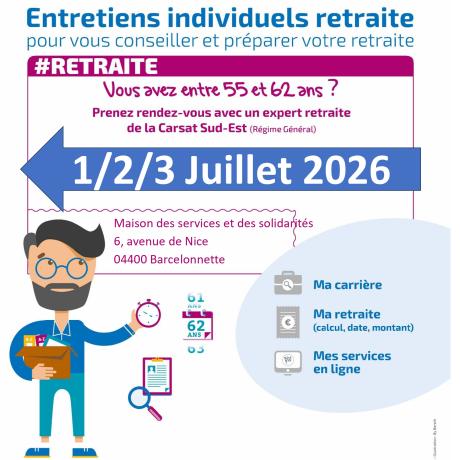Rappel pour les rendez-vous retraite du mois de juillet 
