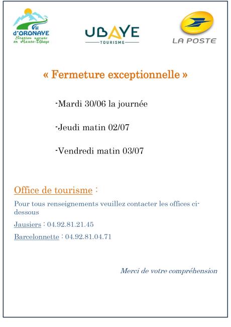Fermeture La POSTE et GITES