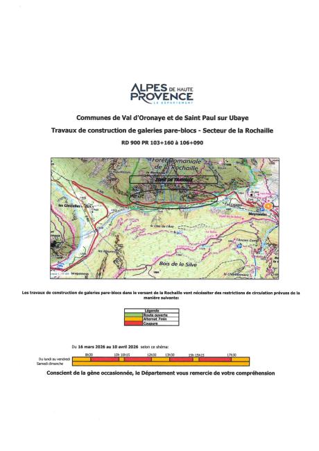 Travaux de construction de galeries pare-blocs-Secteur la ROCHAILLE